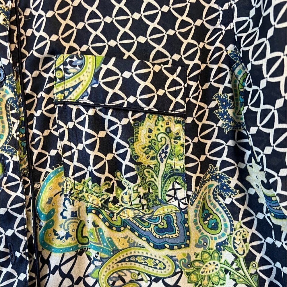 LIZ Claiborne Woman's Size Small Paisley Sheer Long Sleeve Blouse - Picture 4 of 5